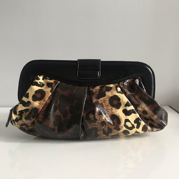 NWOT Aldo Black Brown Leopard Large Clutch Bag - Picture 11 of 15